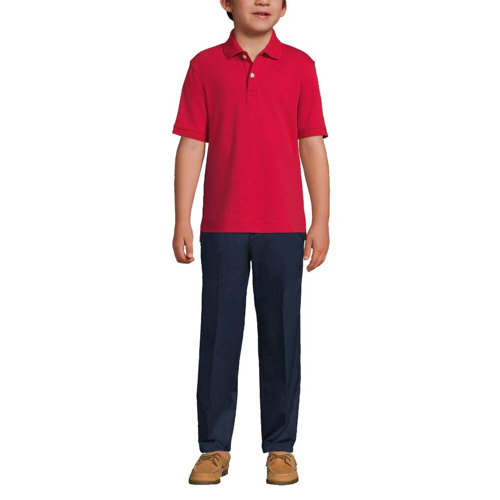 Lands' End School Uniform Kids Husky Short Sleeve Interlock Polo, NWT